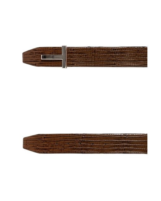Tom Ford Brown Scale-Patterned Belt for men