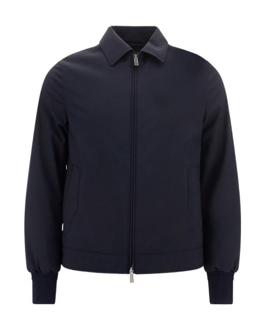 Zegna Blue Zipped Long-Sleeved Jacket for men