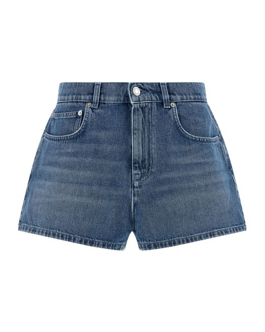 Moschino Blue Heart Distressed Denim Shorts