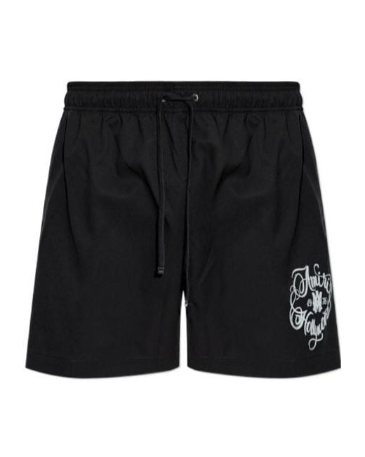Amiri Black Printed Drawstring Swim Shorts for men