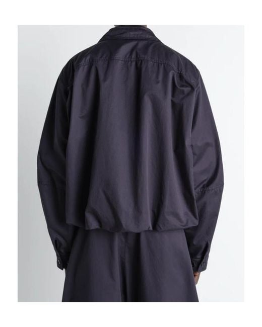 Lemaire Blue Soft Pleated High-Neck Jacket
