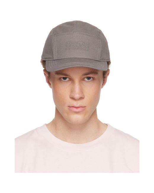 MM6 by Maison Margiela Gray Logo Embroidered Baseball Cap for men