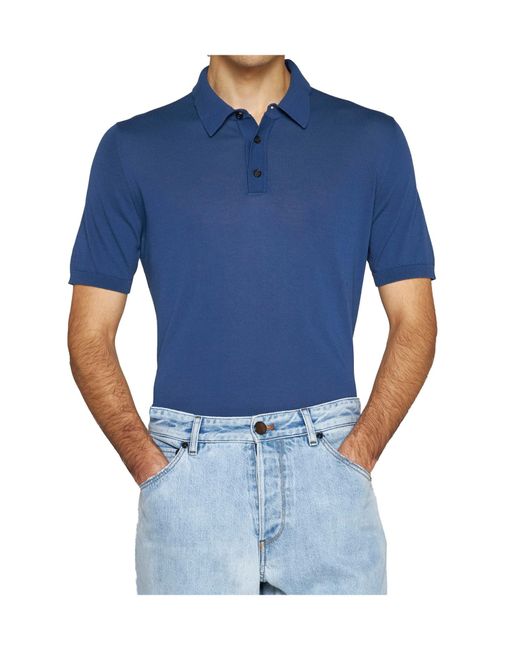 Roberto Collina Blue Button-Down Short Sleeve Polo Shirt for men
