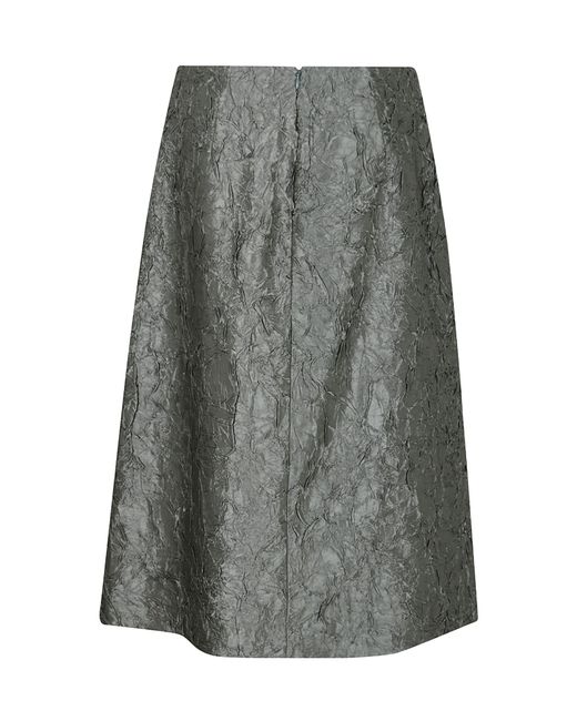 Dries Van Noten Gray Front-Slit Creased Mini Skirt