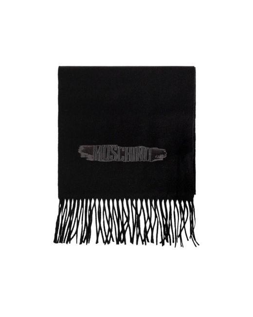 Moschino Black Logo Fringe Scarf for men