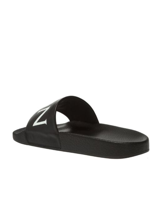 Moncler Black Logo Embossed Slides