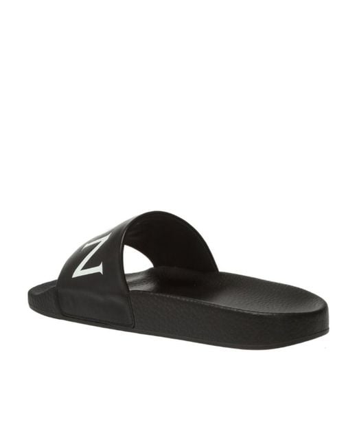 Moncler Black Logo Embossed Slides