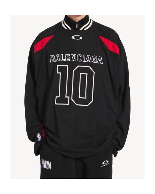Balenciaga Black Nba Collaboration Oversized Long Sleeve T-Shirt for men