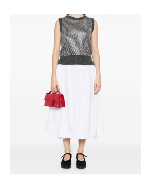 Herno Gray Metallic-Detail Cropped Knit Top