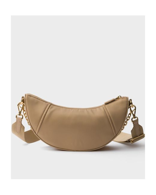 Prada Natural Demi-Lune Zipped Shoulder Bag