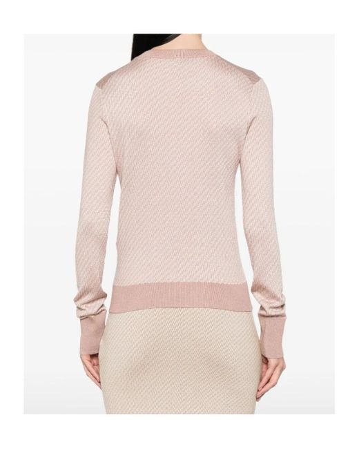 Fendi Pink Textured Knit Pullover