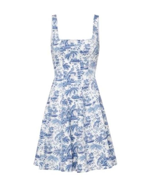 Staud Blue Wells Floral Cotton Minidress