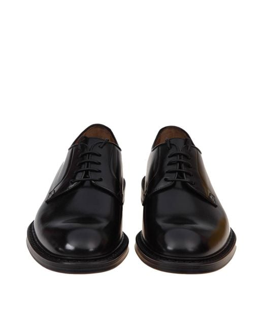 Doucal's Black Round-Toe Lace-Up Derby Shoes for men