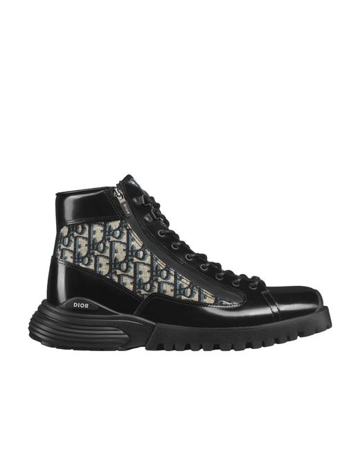 Dior Black Homme Monogrammed Lace-Up Boots for men
