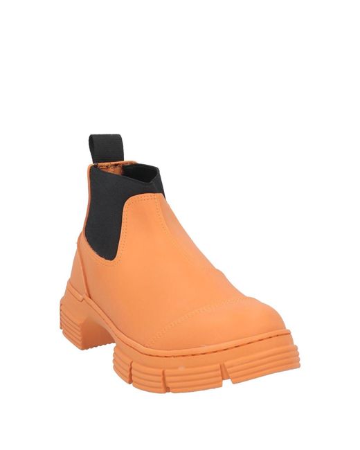 Ganni Orange Platform Ankle Boots