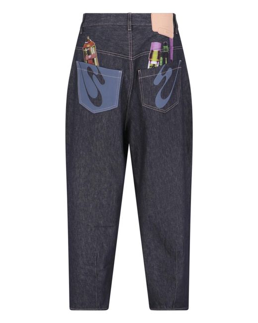 PDF CHANNEL Blue Pdf Oversized Wide-Leg Jeans for men