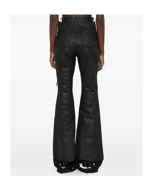 Rick Owens Black Frayed Jeans