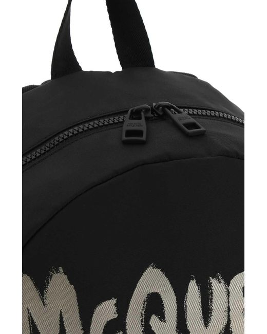McQueen Black Graffiti Metropolitan Backpack for men