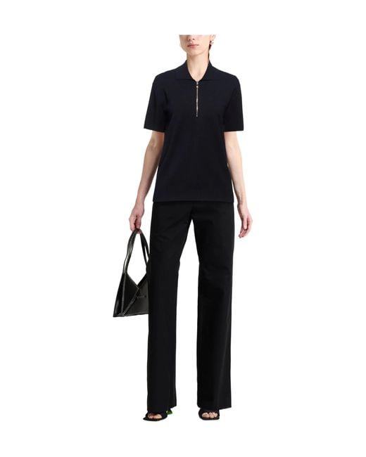 Max Mara Black Solid Lightweight Short Sleeve Knit Top