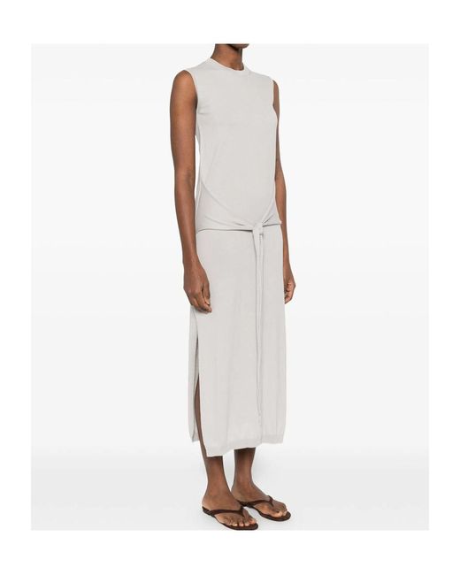 Lemaire White Sleeveless Tied Detail Midi Dress