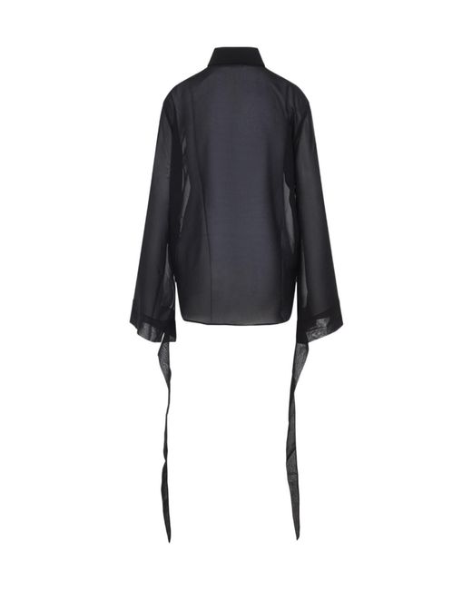 Frankie Shop Black Verlin Sheer Chiffon Tie Cuff Shirt