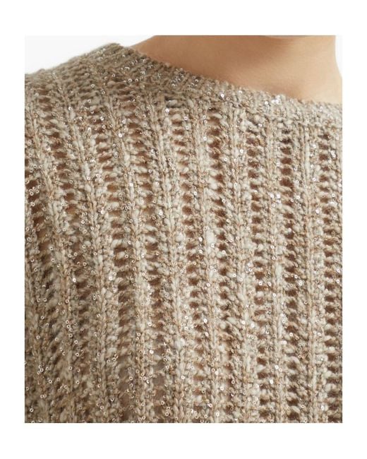 Brunello Cucinelli Natural Wool-Cashmere-Blend Dazzling Rib Sweater