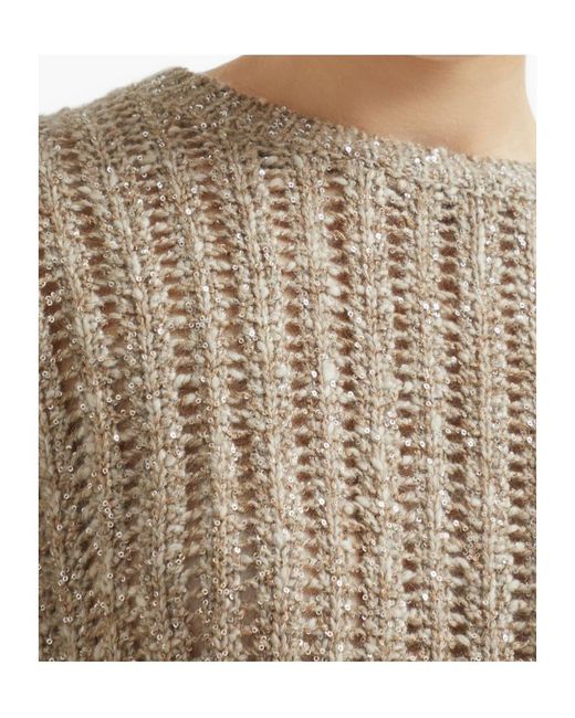 Brunello Cucinelli Natural Wool-Cashmere-Blend Dazzling Rib Sweater