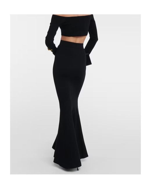 Nina Ricci Black High-Rise Wool-Blend Maxi Skirt