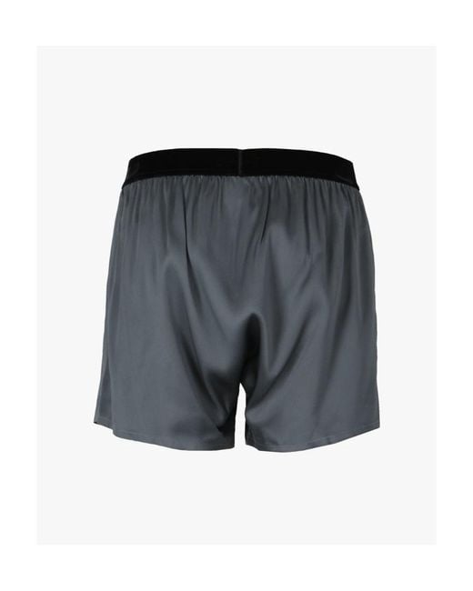 Tom Ford Gray Logo-Waistband Silk-Blend Boxer Shorts for men