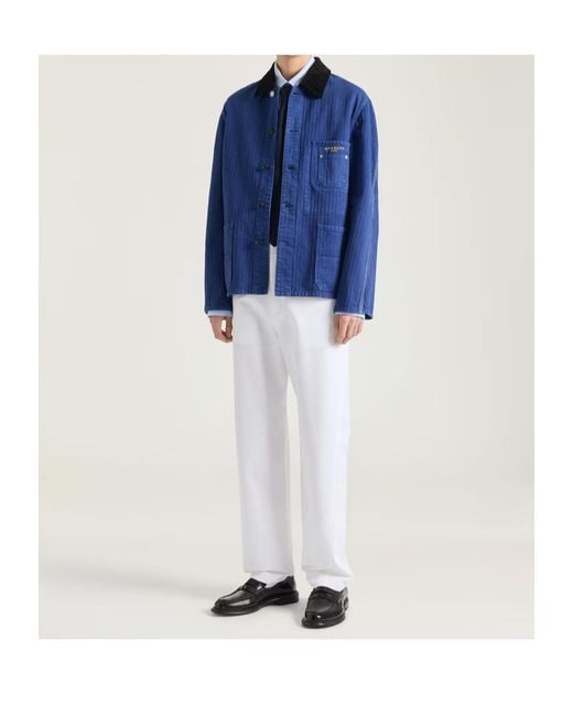 Givenchy Blue Couture Seam Herringbone Denim Jacket for men