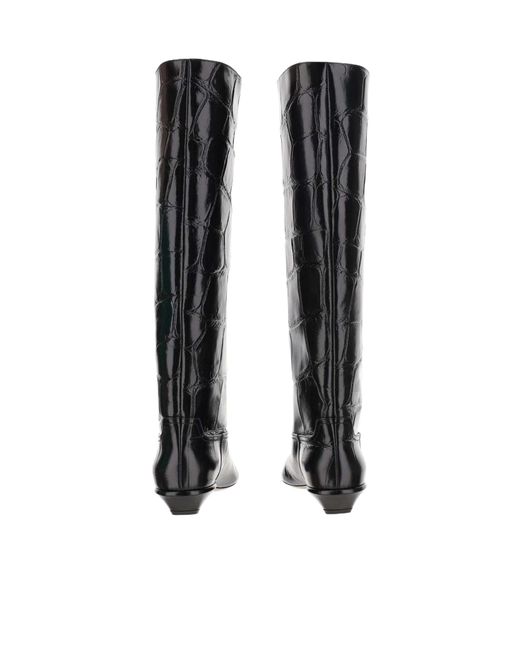 Paris Texas Black Bettina Embossed Knee-High Boots
