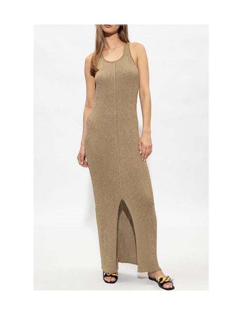 Stella McCartney Natural Sleeveless Knit Midi Dress