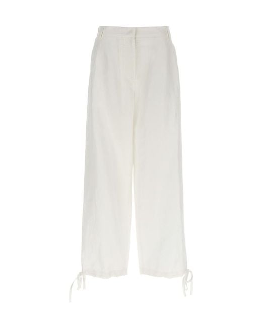 MSGM White Elasticated-Ankles Wide-Leg Trousers