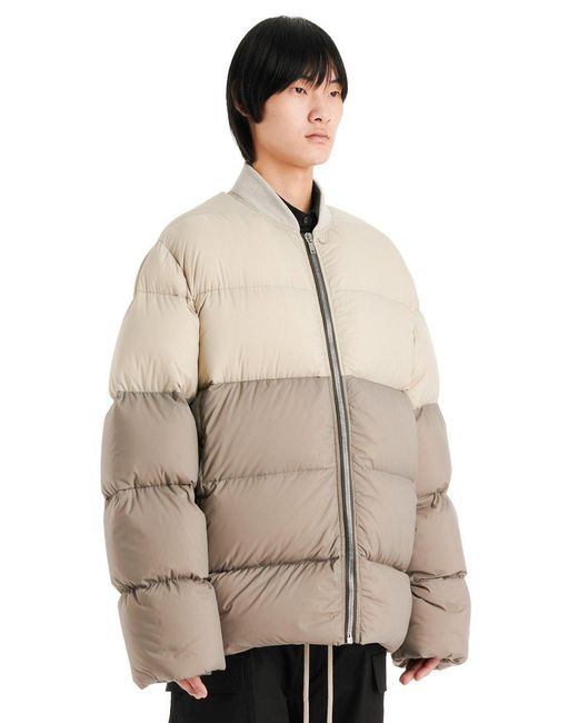 Rick Owens Natural Two-Tone Puffer Jacket for men