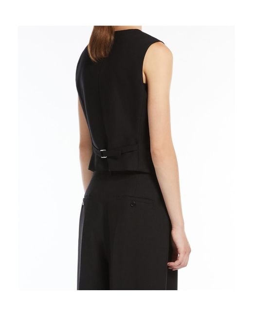 Weekend by Maxmara Black Viscose And Linen Canvas Waistcoat