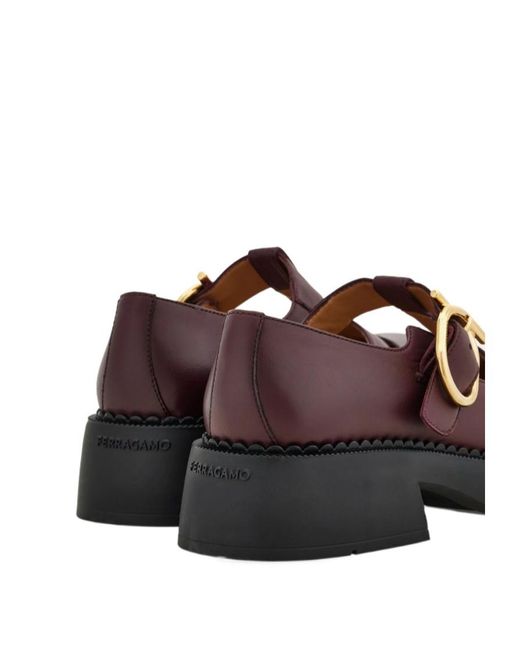 Ferragamo Brown Ferragamo T-Strap Mary Jane Loafers