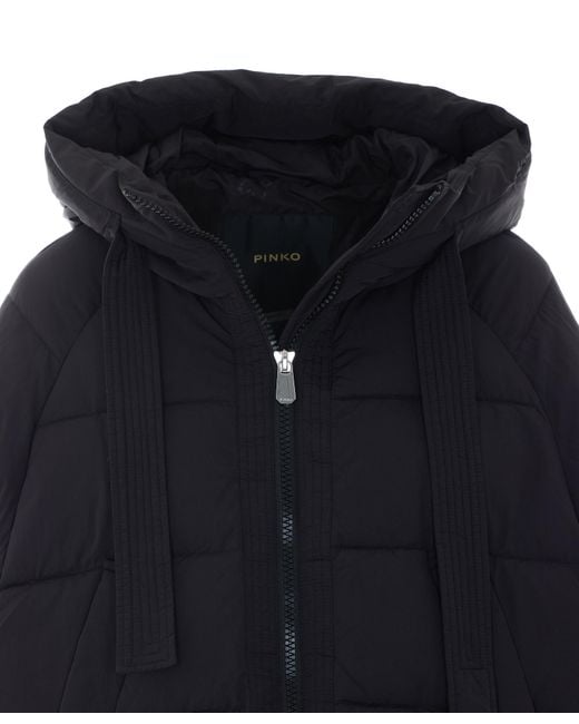 Pinko Blue Hooded Zipped Puffer Jacket