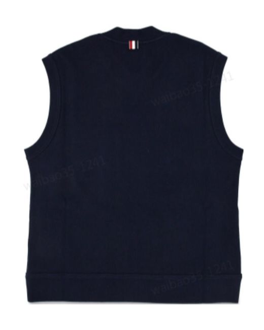 Thom Browne Blue V-Neck Knitted Vest for men