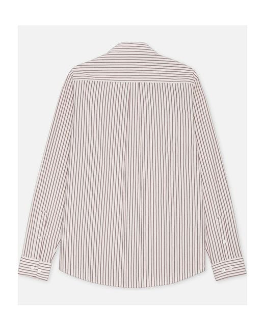 Les Deux White Striped Embroidered-Logo Shirt for men