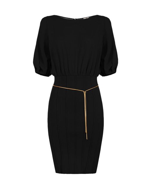 Elisabetta Franchi Black Lacca Necklace Mini Dress