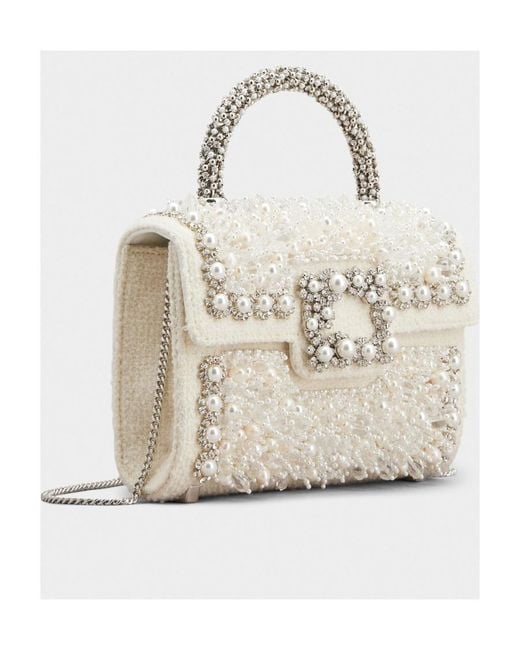 Roger Vivier Natural Flower Strass Pearl Mini Buckle Jewel Clutch Bag