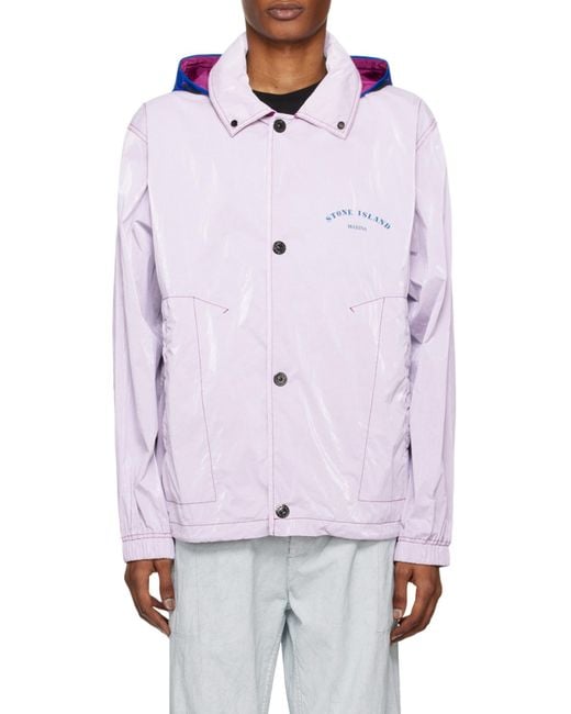 Stone Island Blue Marina Logo-Print Hooded Jacket for men