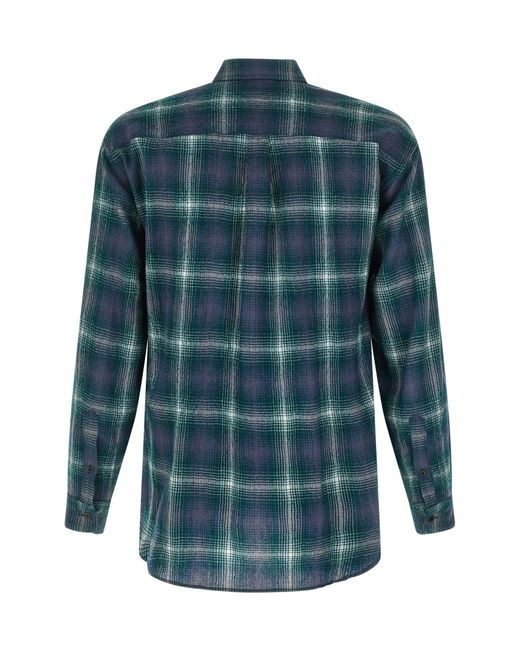 Auralee Blue 'Airy Wool Check' Shirt for men