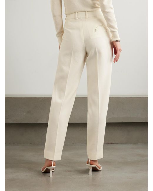 Blazé Milano White Pleated Straight-Leg Pants
