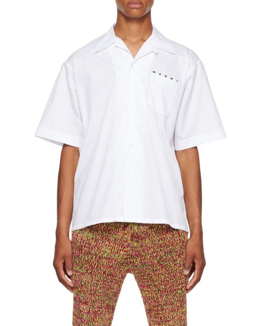 Marni White Chest Patch Pocket Short-Sleeved Shirt for men