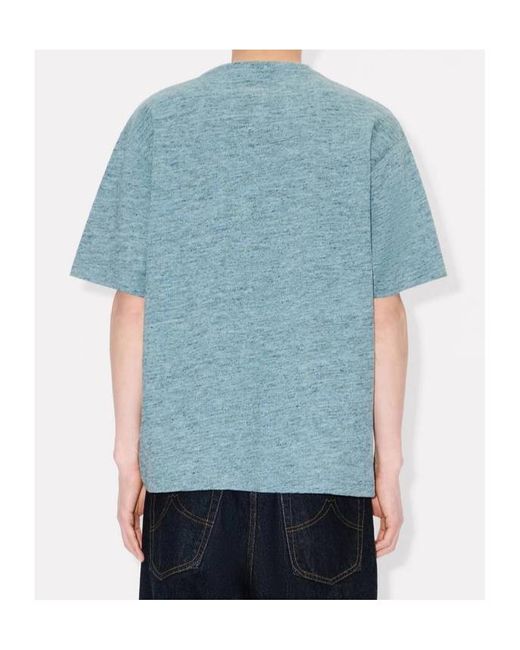 KENZO Blue Paris Chainstitch' Embroidered T-Shirt for men