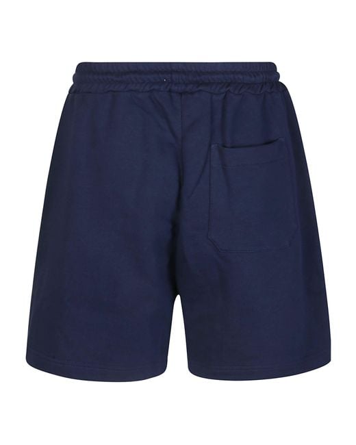 MSGM Blue Logo Printed Drawstring Shorts for men