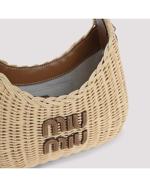 Miu Miu Natural Wander Wicker Handbag