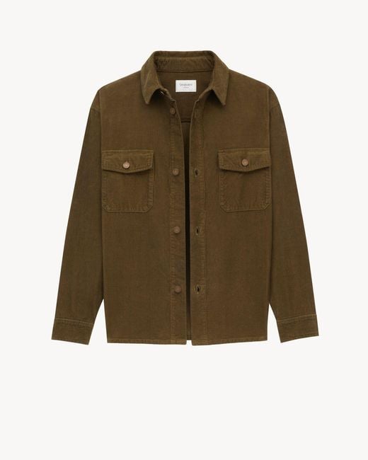 Saint Laurent Green Corduroy Overshirt for men