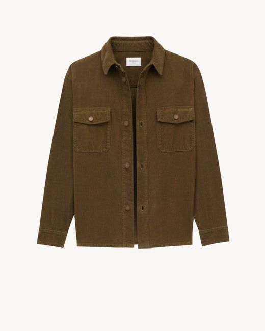 Saint Laurent Green Corduroy Overshirt for men